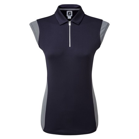 FootJoy Womens Micro Interlock Princess Seam Shirt with Half Cap Sleeve