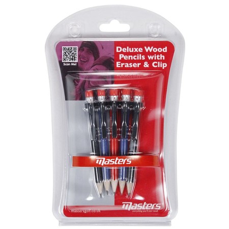 Masters Wood Pencils with clip & Eraser X 5